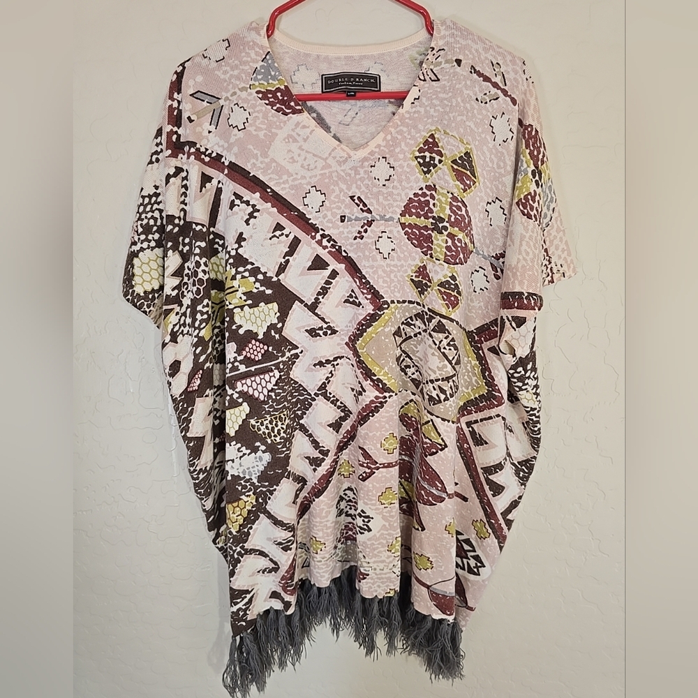 Double D Ranch Sunset On The Mountain Bohemian Aztec Poncho Size L/XL